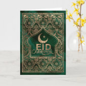 Eid Mubarak - Happy Eid - Goud en Malachiet Kaart (Gele Bloem)