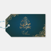Eid Mubarak | Happy Eid Gouden Groene Kalligrafie Cadeaulabel (Achterkant Horizontaal)