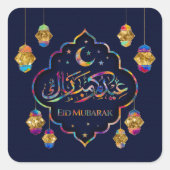 Eid Mubarak - Happy Eid - kleurrijk Ornament Vierkante Sticker (Voorkant)