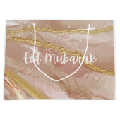 Eid Mubarak/Happy Eid Marble Pink Gift Bag Script Groot Cadeauzakje (Voorkant)