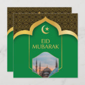 Eid Mubarak in Green Background Kaart (Voorkant / Achterkant)