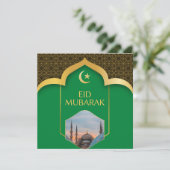 Eid Mubarak in Green Background Kaart (Staand voorkant)