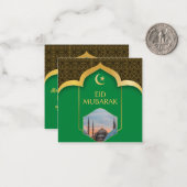 Eid Mubarak in Green Background Notitiekaartje (Voorkant / Achterkant in situ)
