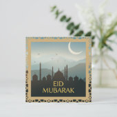 Eid Mubarak in Light Blue Background Kaart (Staand voorkant)