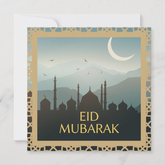 Eid Mubarak in Light Blue Background Kaart (Voorkant)