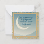 Eid Mubarak in Light Blue Background Notitiekaartje (Achterkant)