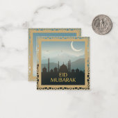 Eid Mubarak in Light Blue Background Notitiekaartje (Voorkant / Achterkant in situ)