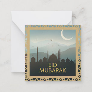 Eid Mubarak in Light Blue Background Notitiekaartje