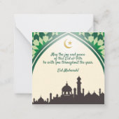 Eid Mubarak in Light Yellow Background Notitiekaartje (Achterkant)