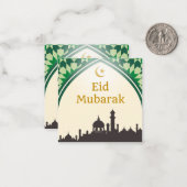 Eid Mubarak in Light Yellow Background Notitiekaartje (Voorkant / Achterkant in situ)