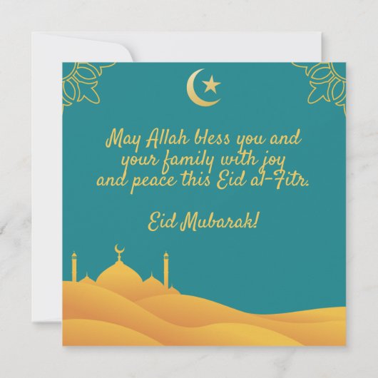 Eid Mubarak in Turquoise Background Kaart (Achterkant)