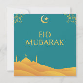 Eid Mubarak in Turquoise Background Kaart (Voorkant)