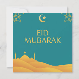 Eid Mubarak in Turquoise Background Kaart