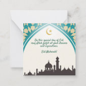 Eid Mubarak in White Background Note Kaart Notitiekaartje (Achterkant)