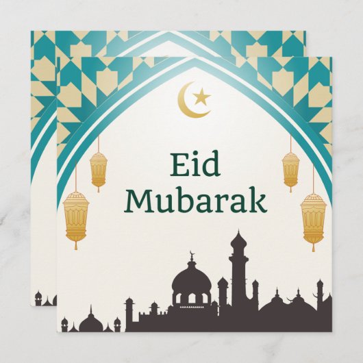 Eid Mubarak in witte achtergrond Kaart (Voorkant / Achterkant)