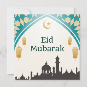 Eid Mubarak in witte achtergrond Kaart