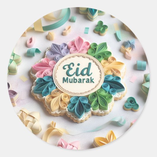 Eid Mubarak Islam Day Ronde Sticker (Voorkant)