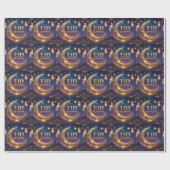 Eid Mubarak Islamic celebration Gold And navy Cadeaupapier (Vlak)