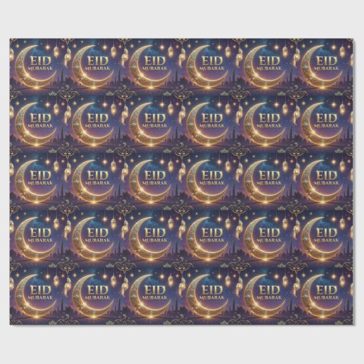 Eid Mubarak Islamic celebration Gold And navy Cadeaupapier (Vlak)