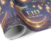 Eid Mubarak Islamic celebration Gold And navy Cadeaupapier (Rol Hoek)