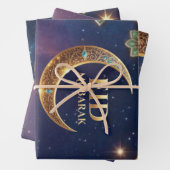 Eid Mubarak Islamic celebration Gold And navy Inpakpapier Vel (In situ)