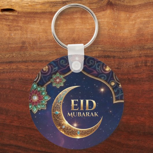 Eid Mubarak Islamic celebration Gold And navy Sleutelhanger (Achterkant)
