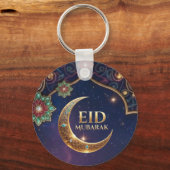 Eid Mubarak Islamic celebration Gold And navy Sleutelhanger (Voorkant)