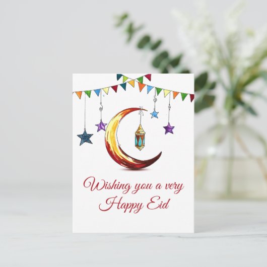 Eid Mubarak Islamic Crescent Briefkaart (Staand voorkant)