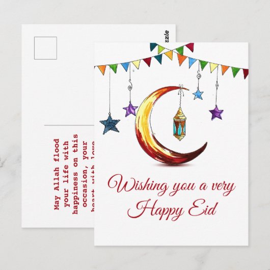 Eid Mubarak Islamic Crescent Briefkaart (Voorkant / Achterkant)