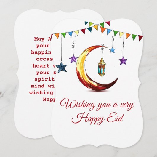 Eid Mubarak Islamic Crescent Feestdagenkaart (Voorkant / Achterkant)