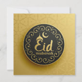 Eid Mubarak Islamic Geometric Pattern Gold Holiday Feestdagenkaart (Voorkant)