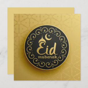 Eid Mubarak Islamic Geometric Pattern Gold Holiday Feestdagenkaart