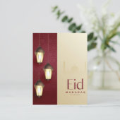 Eid Mubarak Islamic Lantern Red Feestdagenkaart (Staand voorkant)