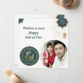 Eid Mubarak Islamitische boog Foto Wenskaart Notitiekaartje (Voorkant / Achterkant in situ)