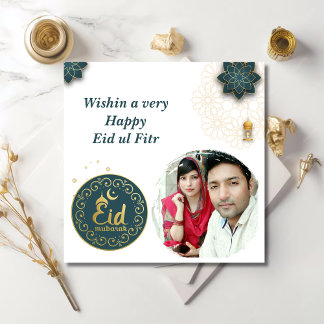 Eid Mubarak Islamitische boog Foto Wenskaart Notitiekaartje