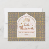 Eid Mubarak Islamitische Feestdag Elegante Grijs e Feestdagenkaart (Voorkant)
