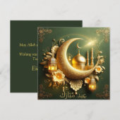 Eid Mubarak Islamitische Lantaarn Masjid Halve maa Feestdagenkaart (Voorkant / Achterkant)