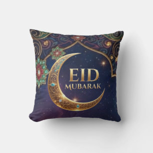 Eid Mubarak Islamitische viering Goud en marinebla Kussen