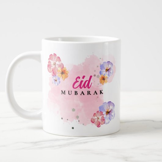 Eid Mubarak Jumbo Coffee Mok - Bloemen Waterverf (Links)