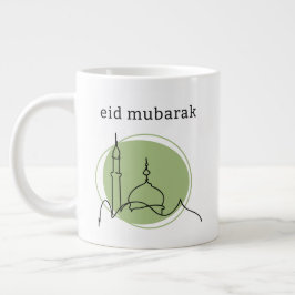 Eid Mubarak Jumbo Coffee Mok - Moskee Line Art