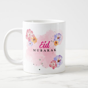 Eid Mubarak Jumbo Koffiemok - Bloemige Aquarel Grote Koffiekop