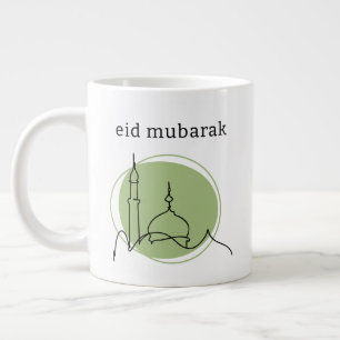 Eid Mubarak Jumbo Koffiemok - Moskee Lijntekening Grote Koffiekop