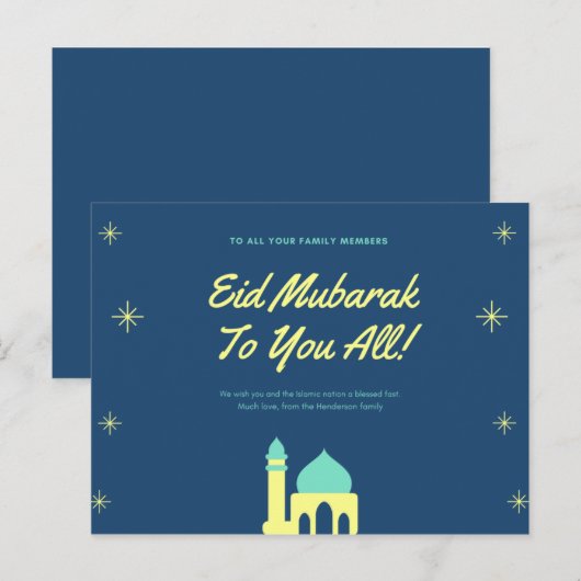 Eid mubarak-kaart briefkaart (Voorkant / Achterkant)