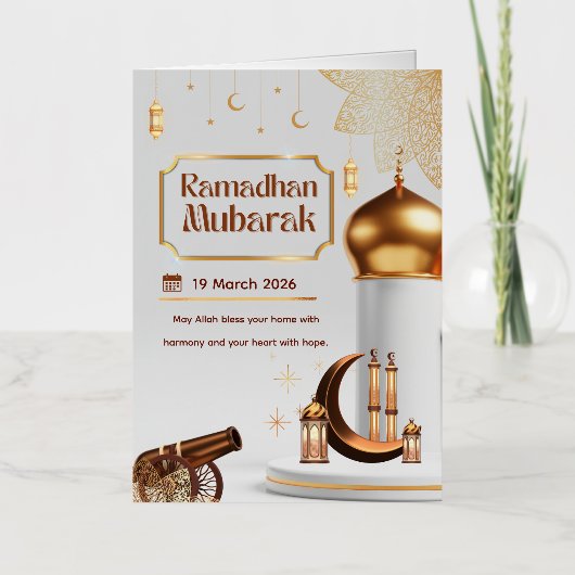 Eid Mubarak Kaart met Masjid (Voorkant)