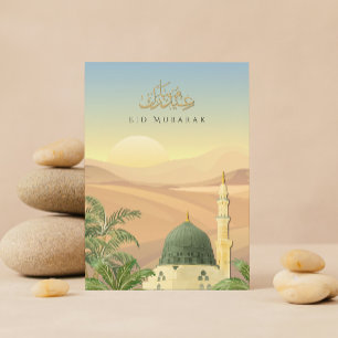 Eid Mubarak kaart met Masjid An-Nabawi   Zakelijk
