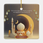 Eid Mubarak Kaart met Masjid Keramisch Ornament (Achterkant)