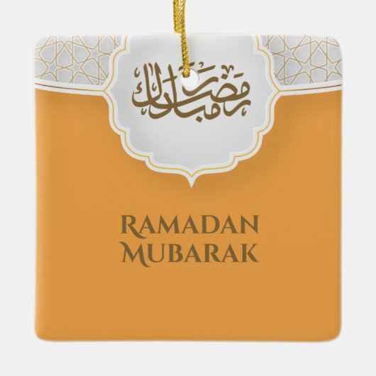 Eid Mubarak Kaart met Masjid Keramisch Ornament (Voorkant)