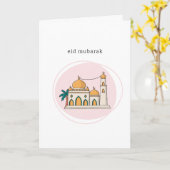 Eid Mubarak Kaart | Moderne Moskee Lijn Kunst (Gele Bloem)