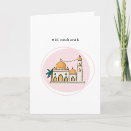Eid Mubarak Kaart | Moderne Moskee Line Art