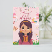 Eid Mubarak kaart voor meisje (Staand voorkant)